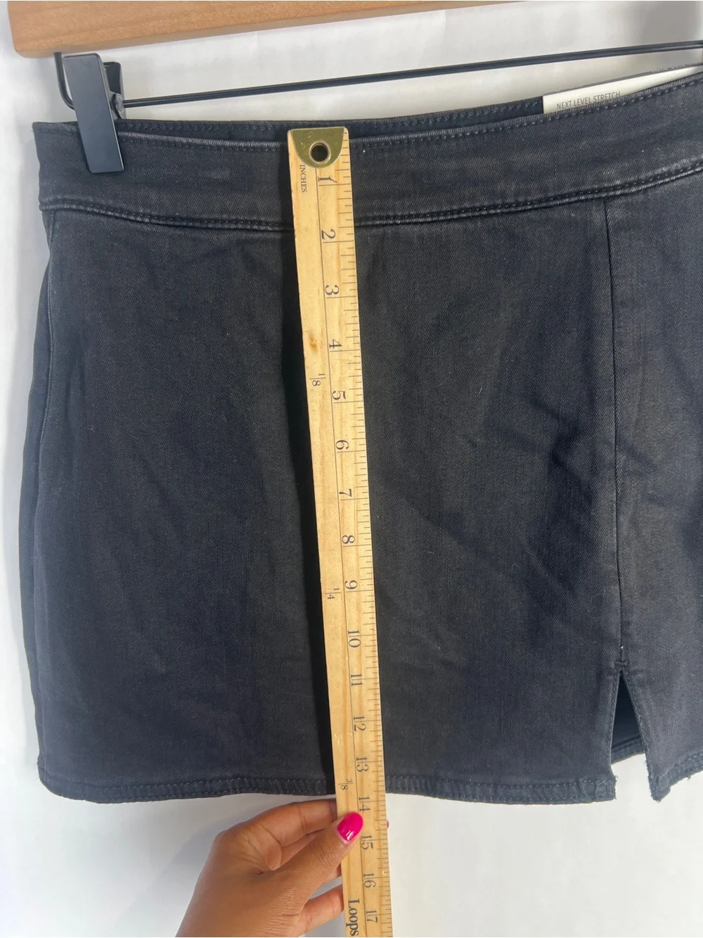 American Eagle High-Rise Black Denim Mini Skort Size 0 25W NWT